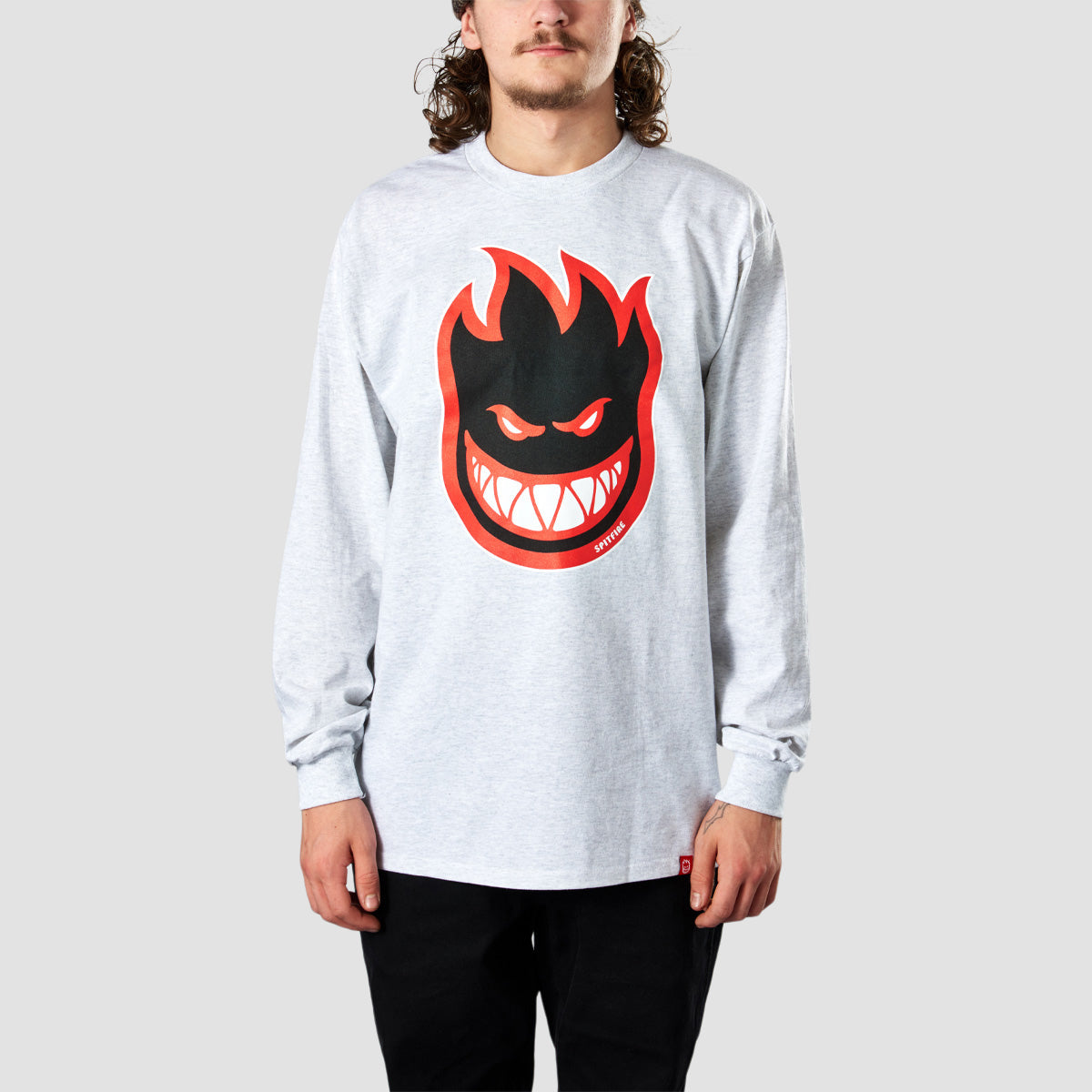 Spitfire Bighead Fill Longsleeve T-Shirt Ash/Black/Red