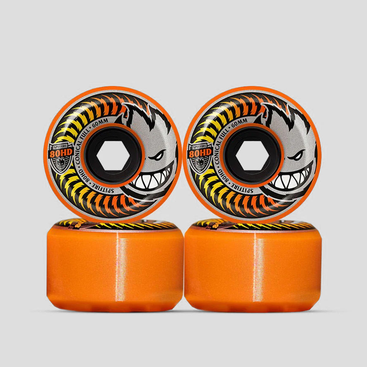 Spitfire Conical Full 80HD Soft Skateboard Wheels Orange 60mm