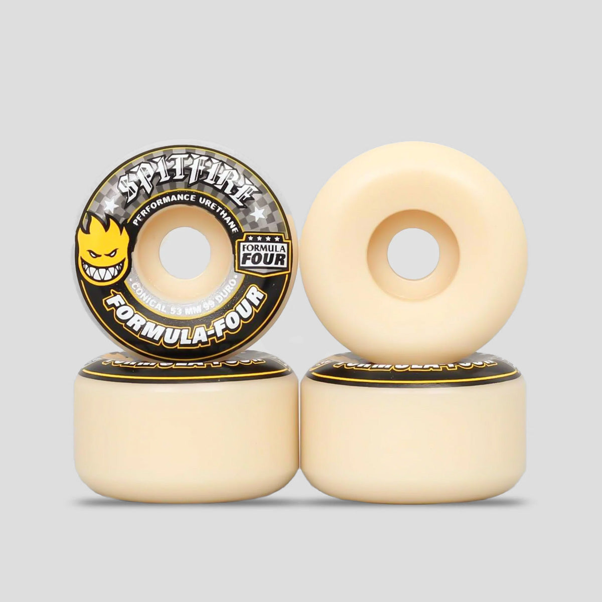 Spitfire Formula Four Conical 99DU Skateboard Wheels Natural/Yellow 53mm