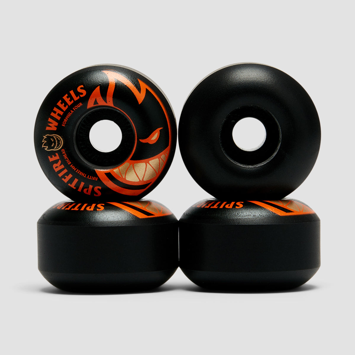 Spitfire Formula Four Devils Night Big Head Shape 99DU Skateboard Wheels Black/Orange 53mm