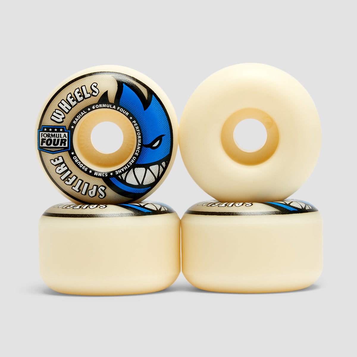 Spitfire Formula Four Radial 99DU Skateboard Wheels Natural/Blue 53mm