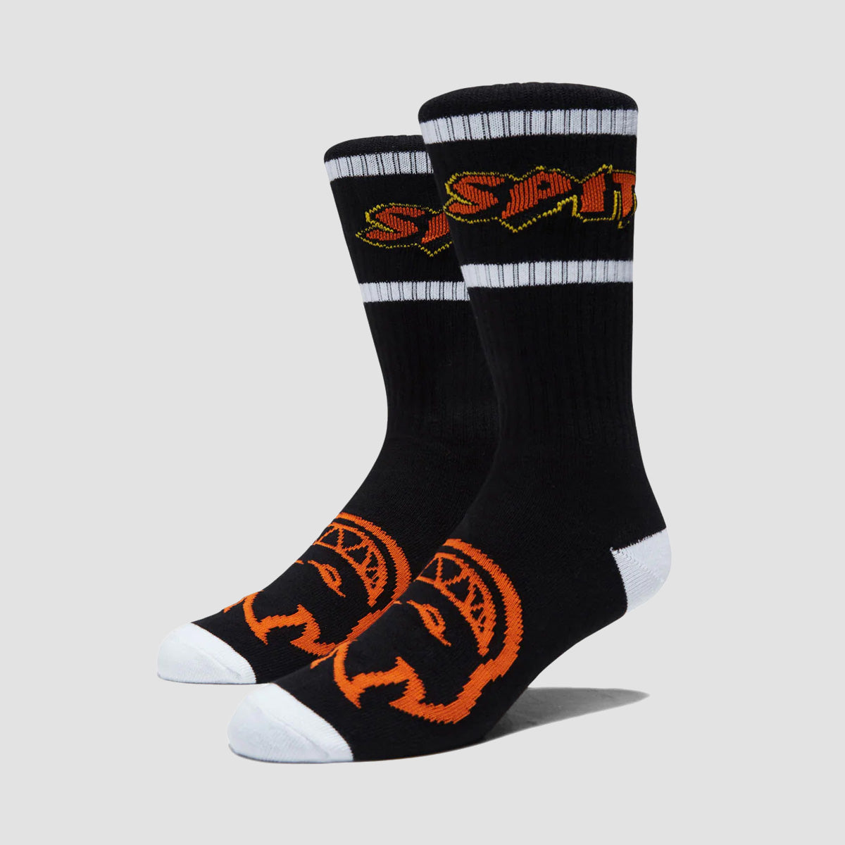 Spitfire Hellfire Script Socks Black/White/Orange