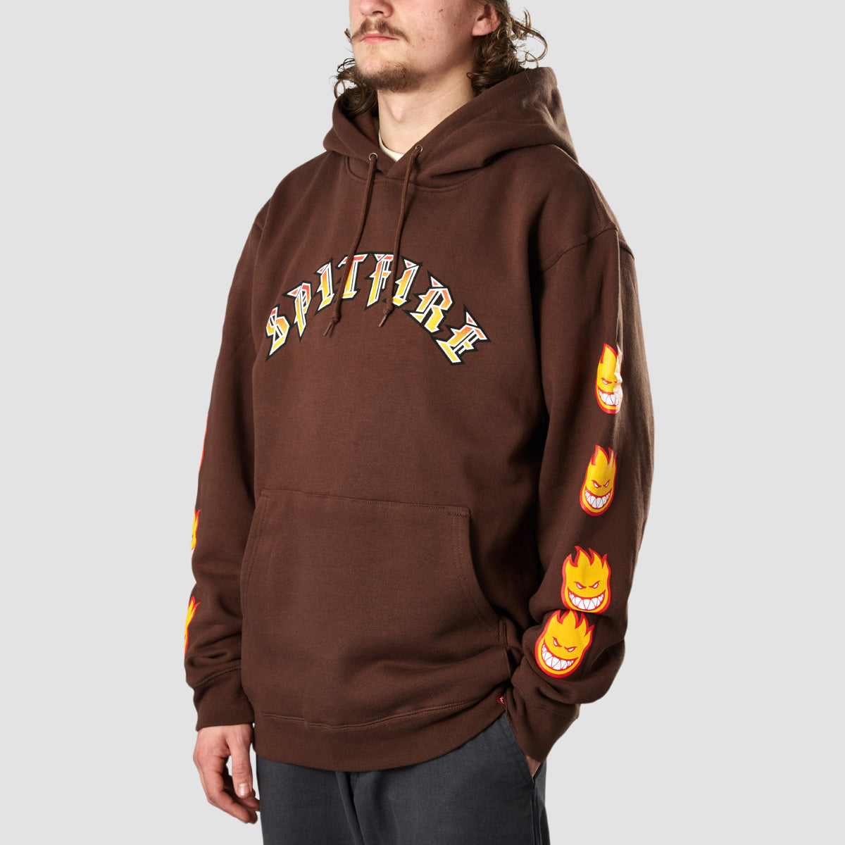 Spitfire Old E Bighead Fill Sleeve Pullover Hoodie Brown/Red/White