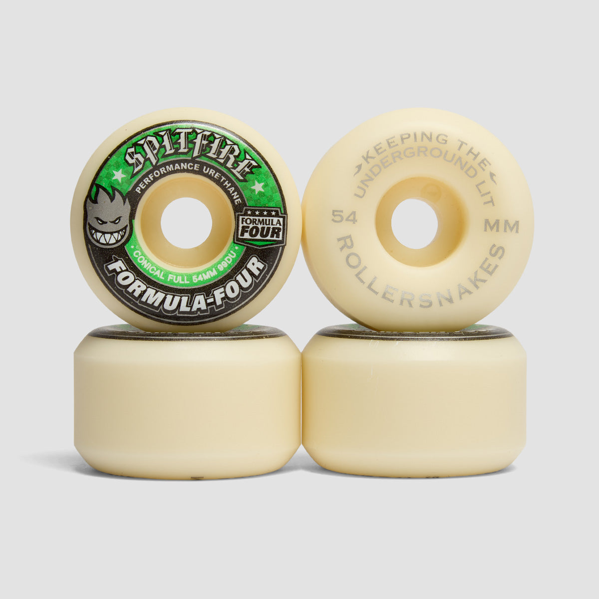 Spitfire X Rollersnakes Formula Four Conical Full 99DU Skateboard Wheels Natural 54mm