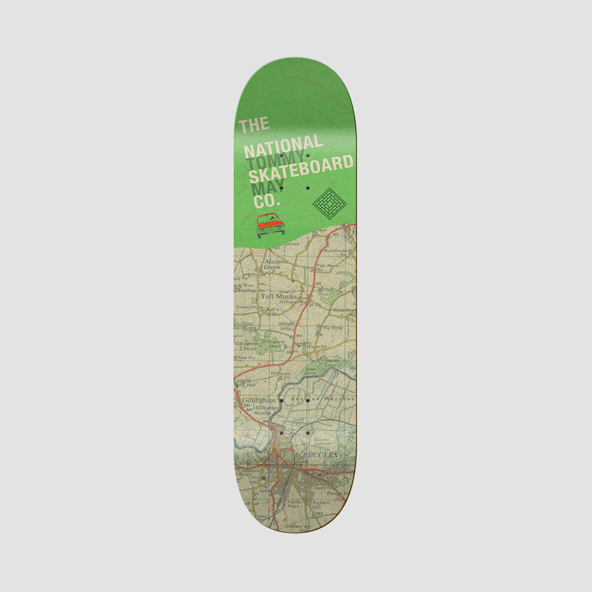 The National Skateboard Co Tommy May Toft Monks Map High Concave Skateboard Deck - 8.5"