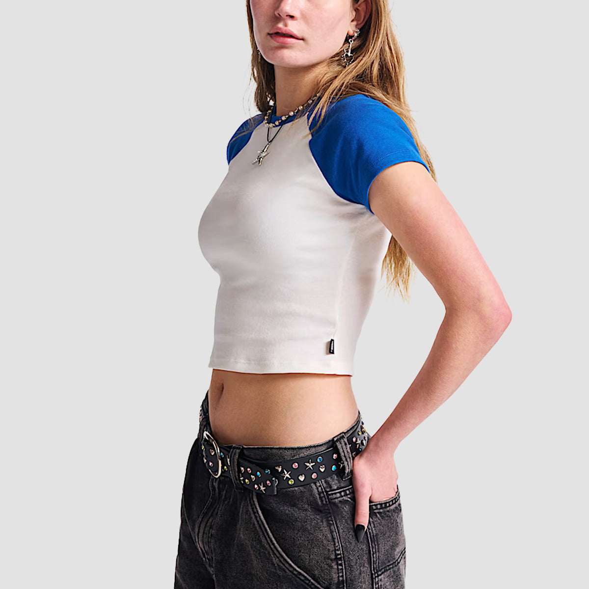 Vans Clare Raglan T-Shirt True Blue/Marshmallow - Womens