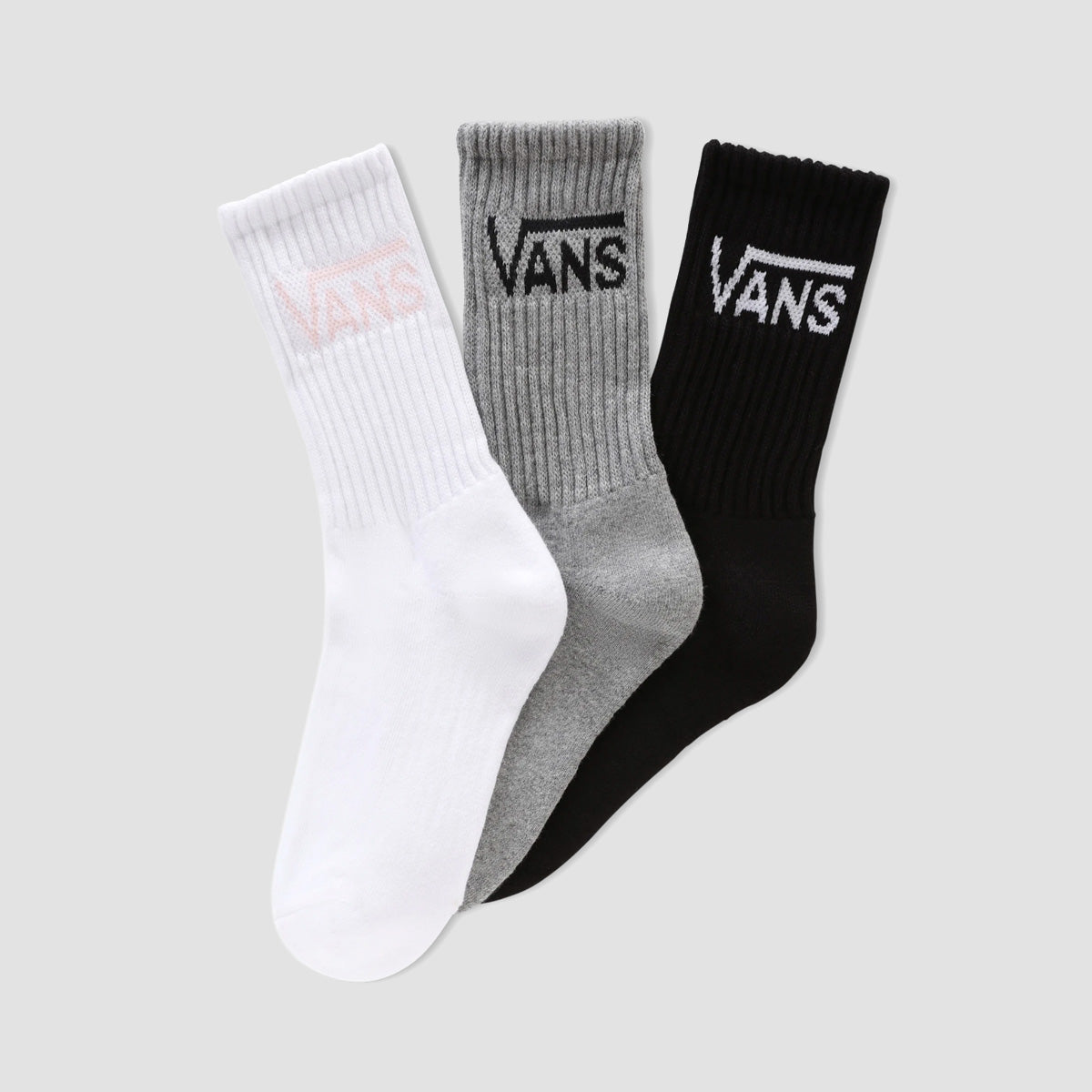 Vans Classic Crew Socks 3 Pack White/Grey Heather - Womens
