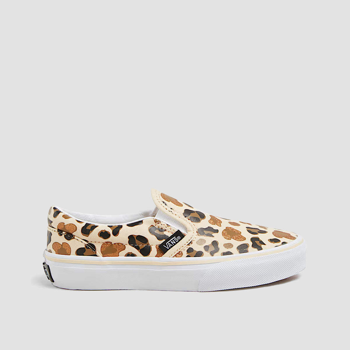 Vans Classic Slip-On Shoes - Leopard Glitter Brown/True White - Kids