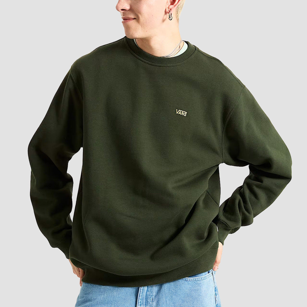 Vans Left Chest II Loose Crew Sweatshirt Dried Kelp