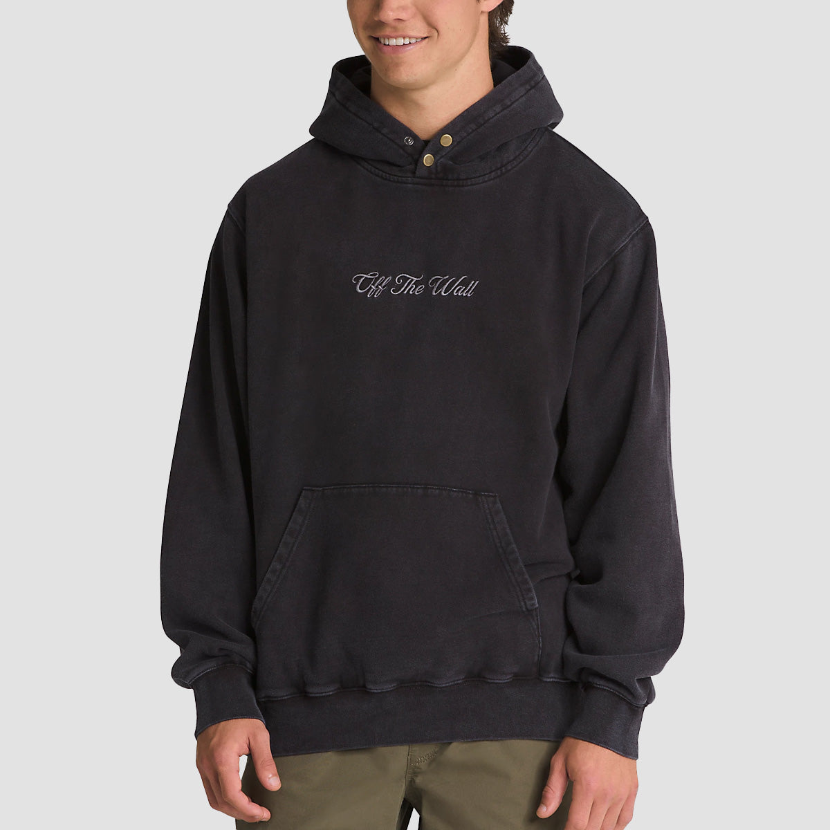 Vans Scripted Double Snap Loose Pullover Hoodie Black