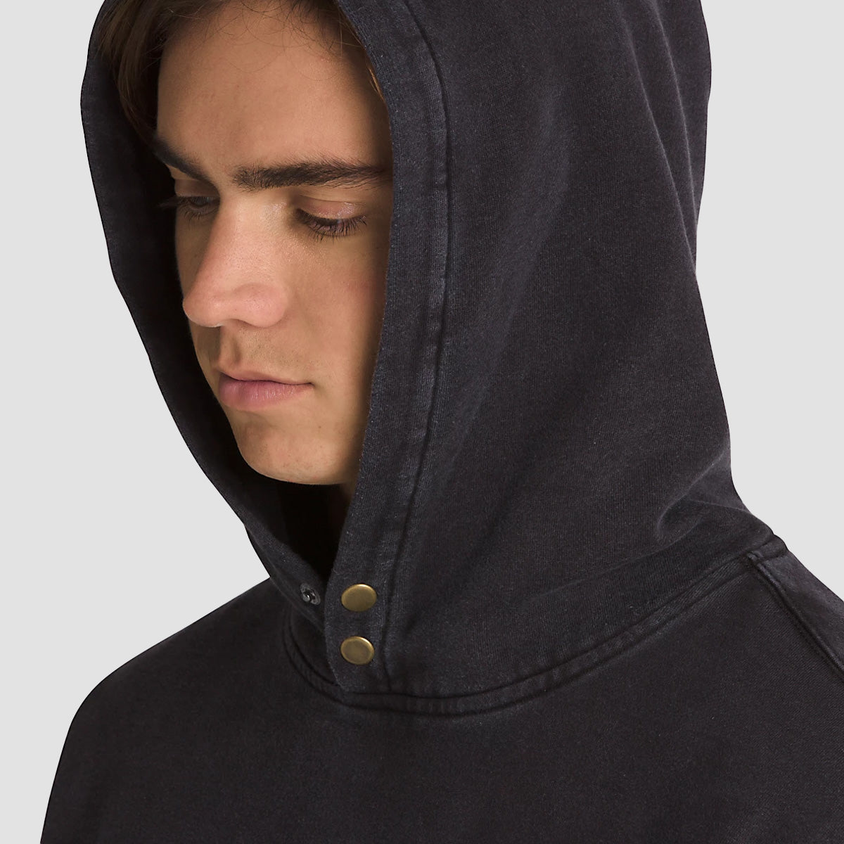 Vans Scripted Double Snap Loose Pullover Hoodie Black