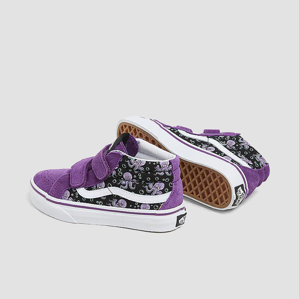 Vans SK8-Mid Reissue V Mid Top Shoes - Glow Octopus Black/Purple - Kids