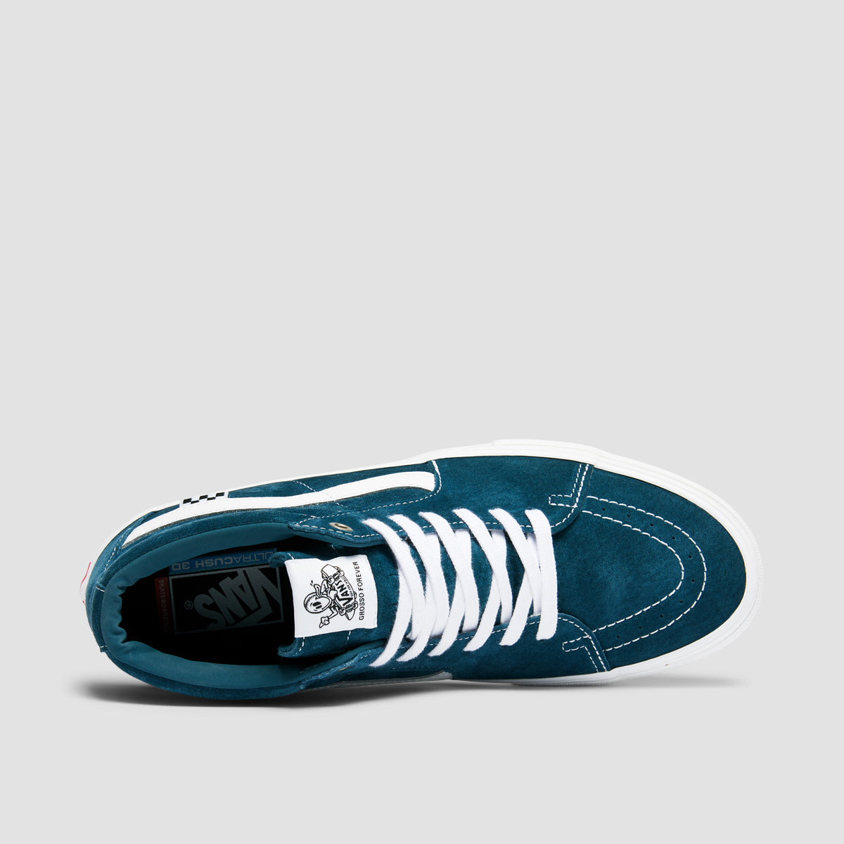 Vans Skate Grosso Mid Top Shoes Pig Suede Blue White