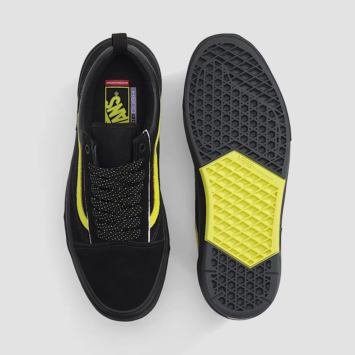 Vans Skate Old Skool Wafflecup Shoes - Reflective Black/Lime