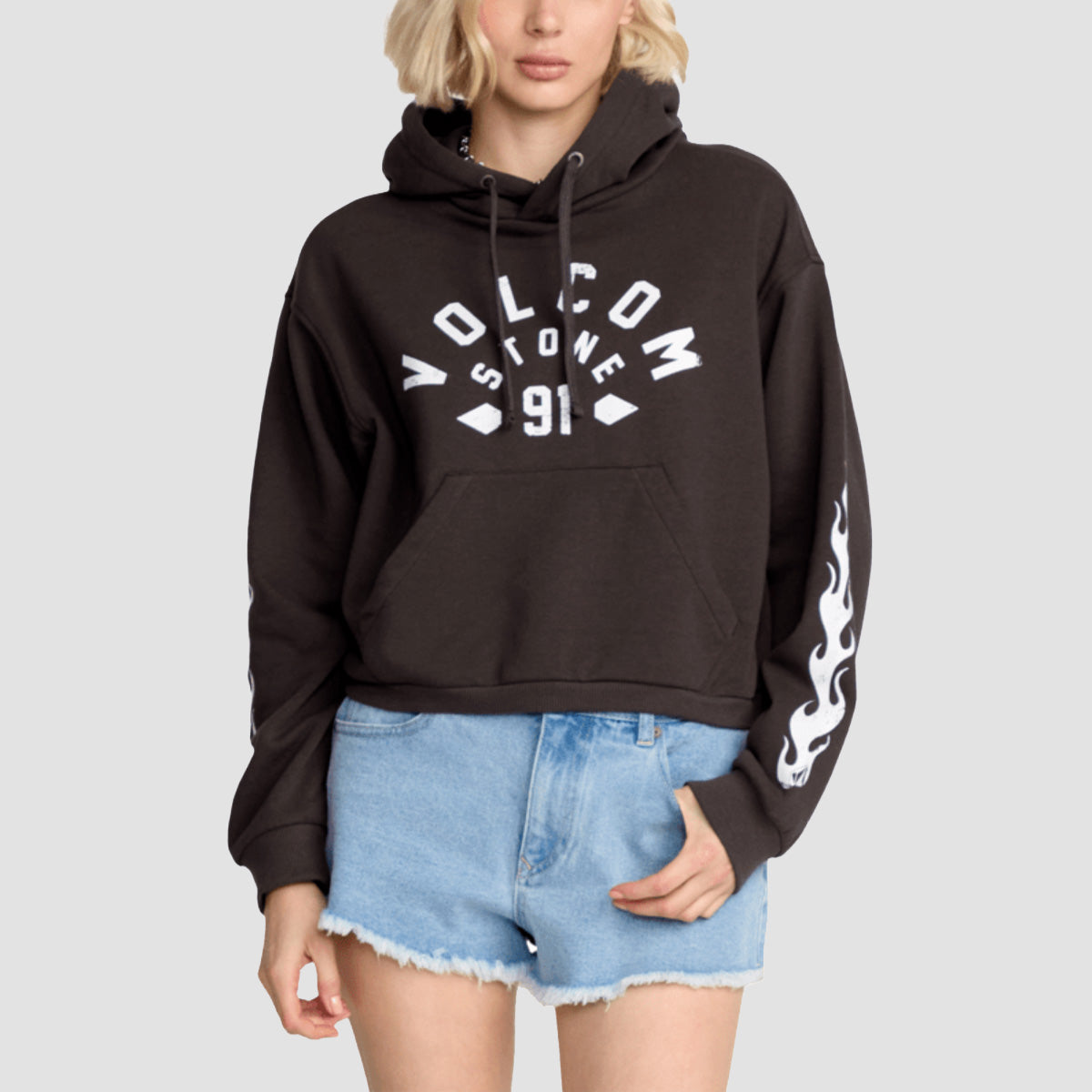 Volcom 1991 Mini Pullover Hoodie Vintage Black - Womens