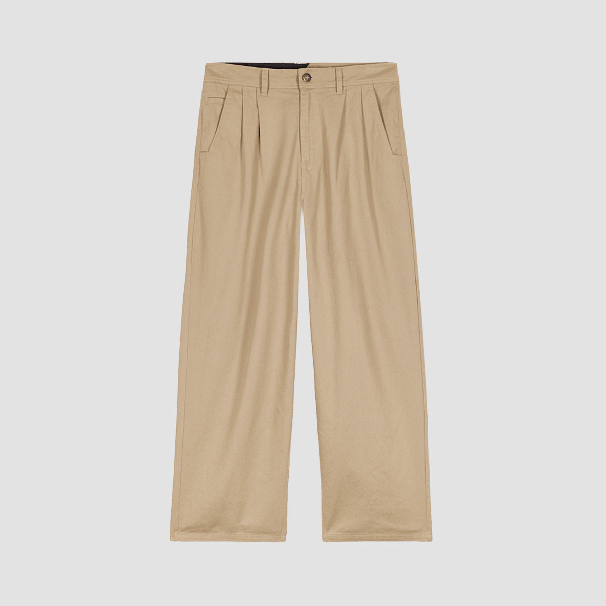 Volcom Baggos Pleat Chino Trousers Khaki