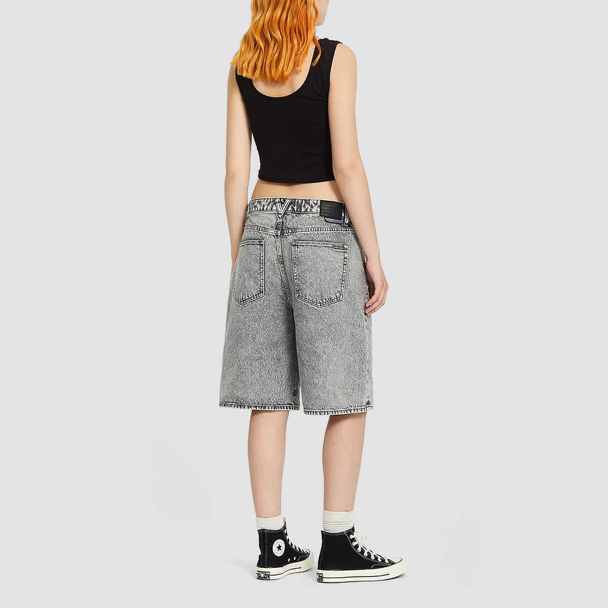 Volcom Beeggy Denim Shorts Grey Vintage - Womens
