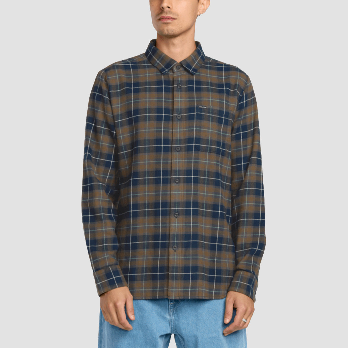 Volcom Caden Plaid Longsleeve Shirt Navy