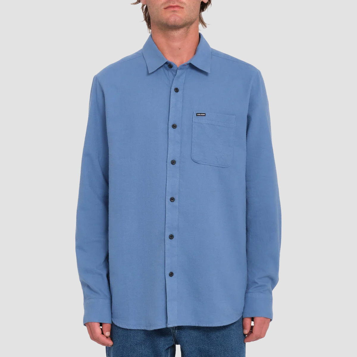 Volcom Caden Solid Longsleeve Shirt Blueberry