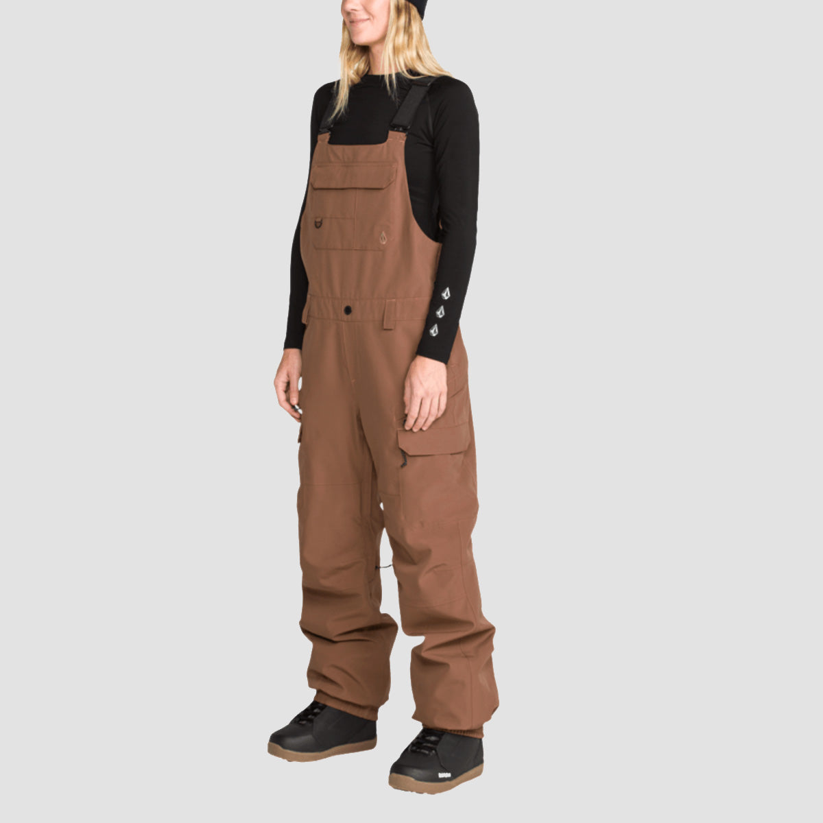 Volcom Creston 3D Stretch Bib 15K Snow Pants Desert Taupe - Womens