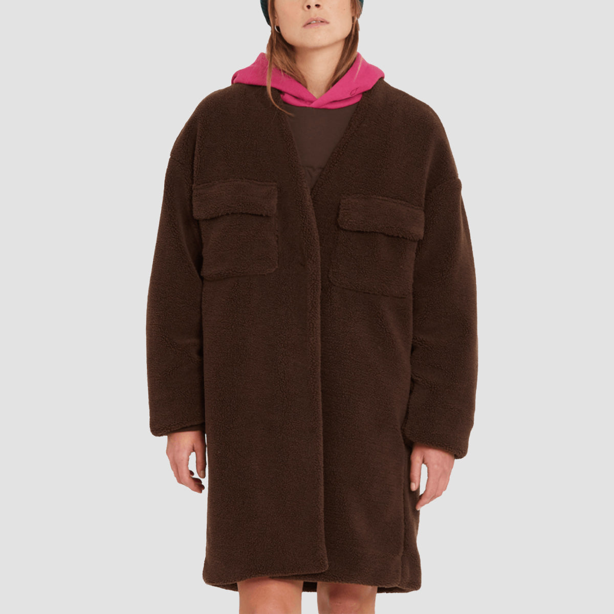 Volcom Eesypeesy Coat Dark Brown - Womens