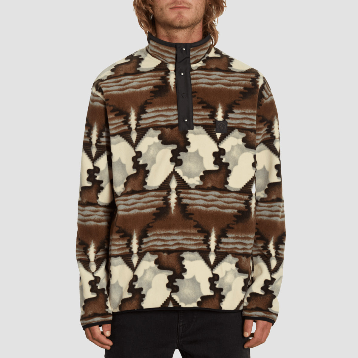 Volcom Error92 Mock Neck Fleece Sweatshirt Whitecap Grey