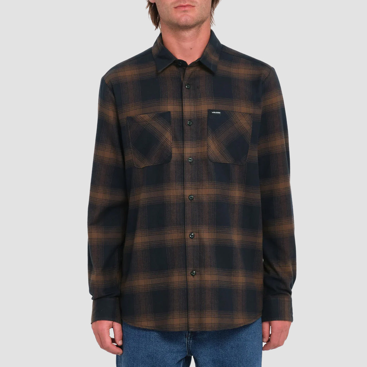 Volcom Netastone Flannel Longsleeve Shirt Dark Earth