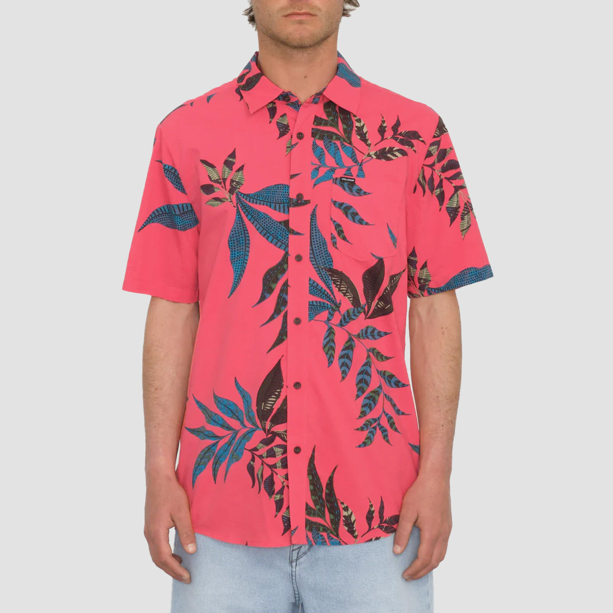 Volcom Paradiso Floral Short Sleeve Shirt Washed Ruby