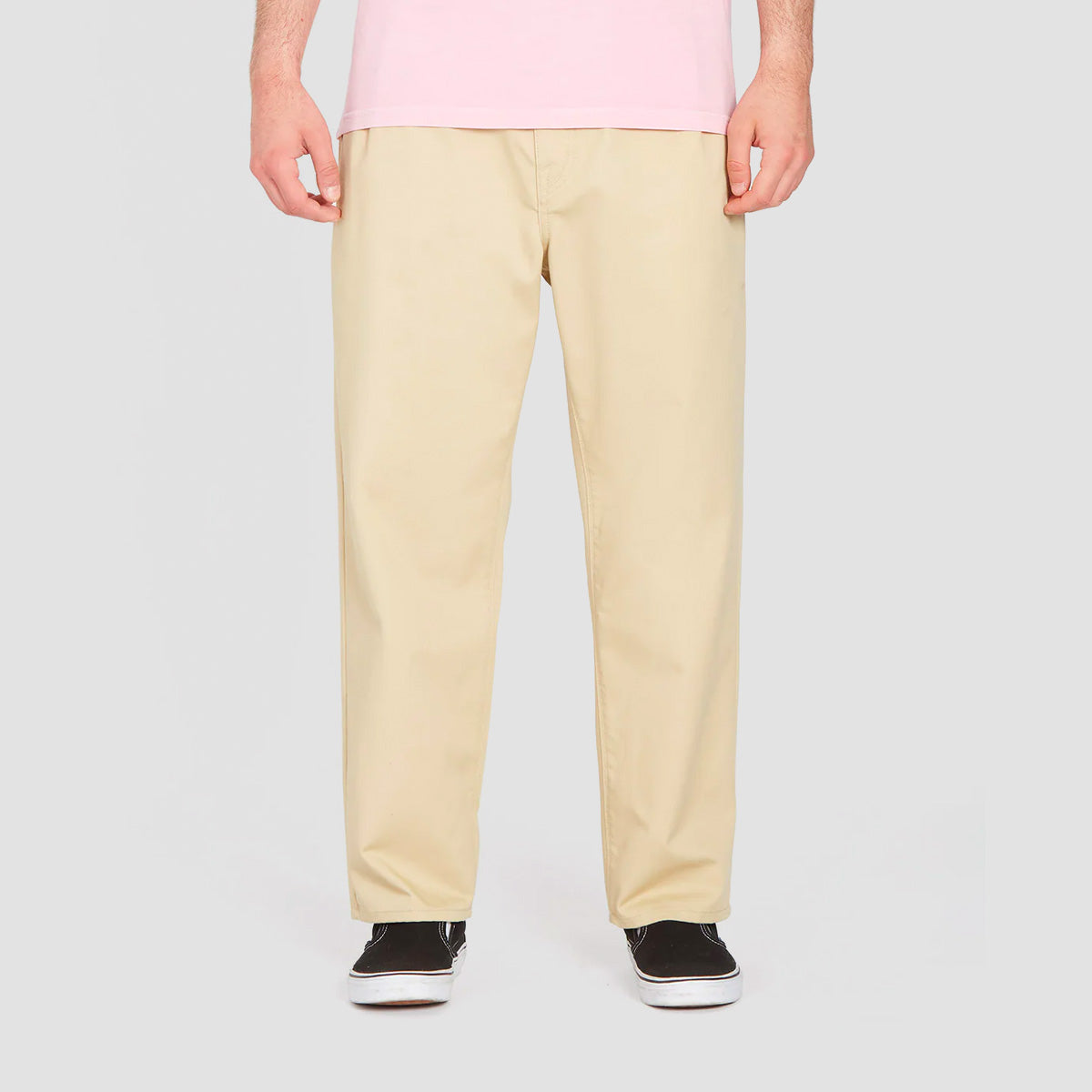 Volcom Pleated Loose Tapered Chino Pants Almond