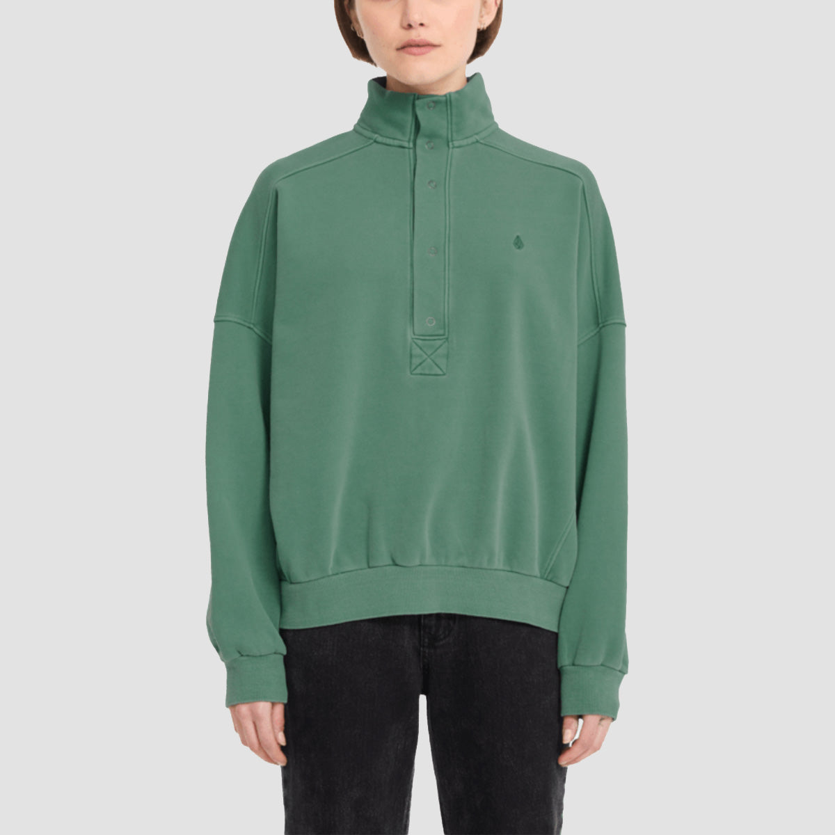 Volcom Reetrostone Up Sweatshirt Evergreen - Womens