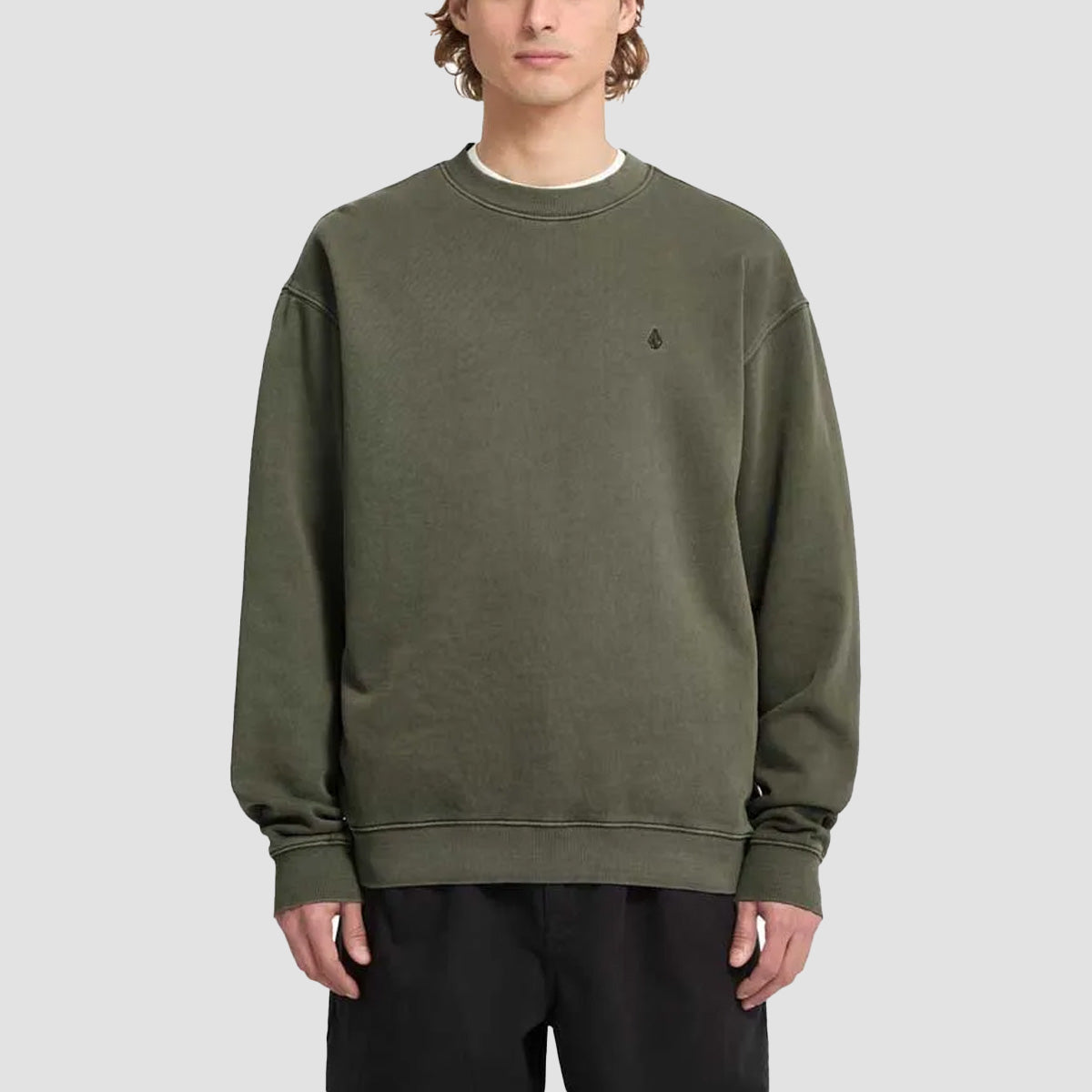 Volcom Single Stone PW Crew Sweatshirt Dark Olive