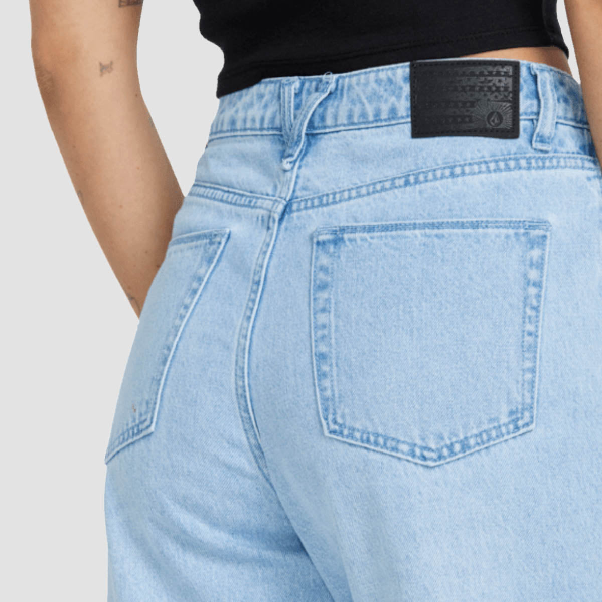 Volcom Stoned High Rise Relaxed Fit Jeans Blue Bird - Womens