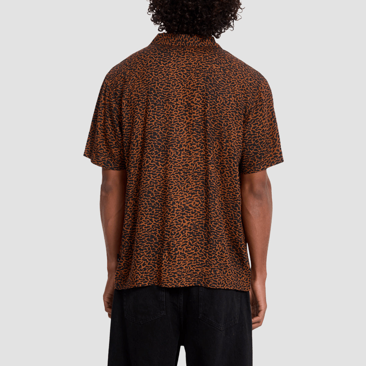 Volcom Utopias Print Short Sleeve Shirt Brown Horn