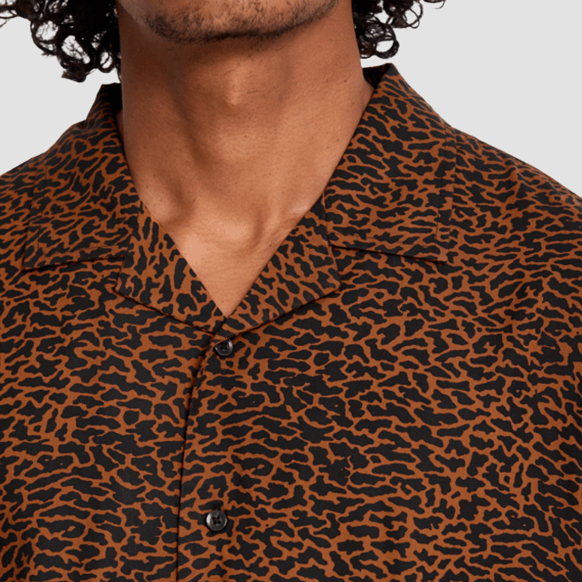 Volcom Utopias Print Short Sleeve Shirt Brown Horn