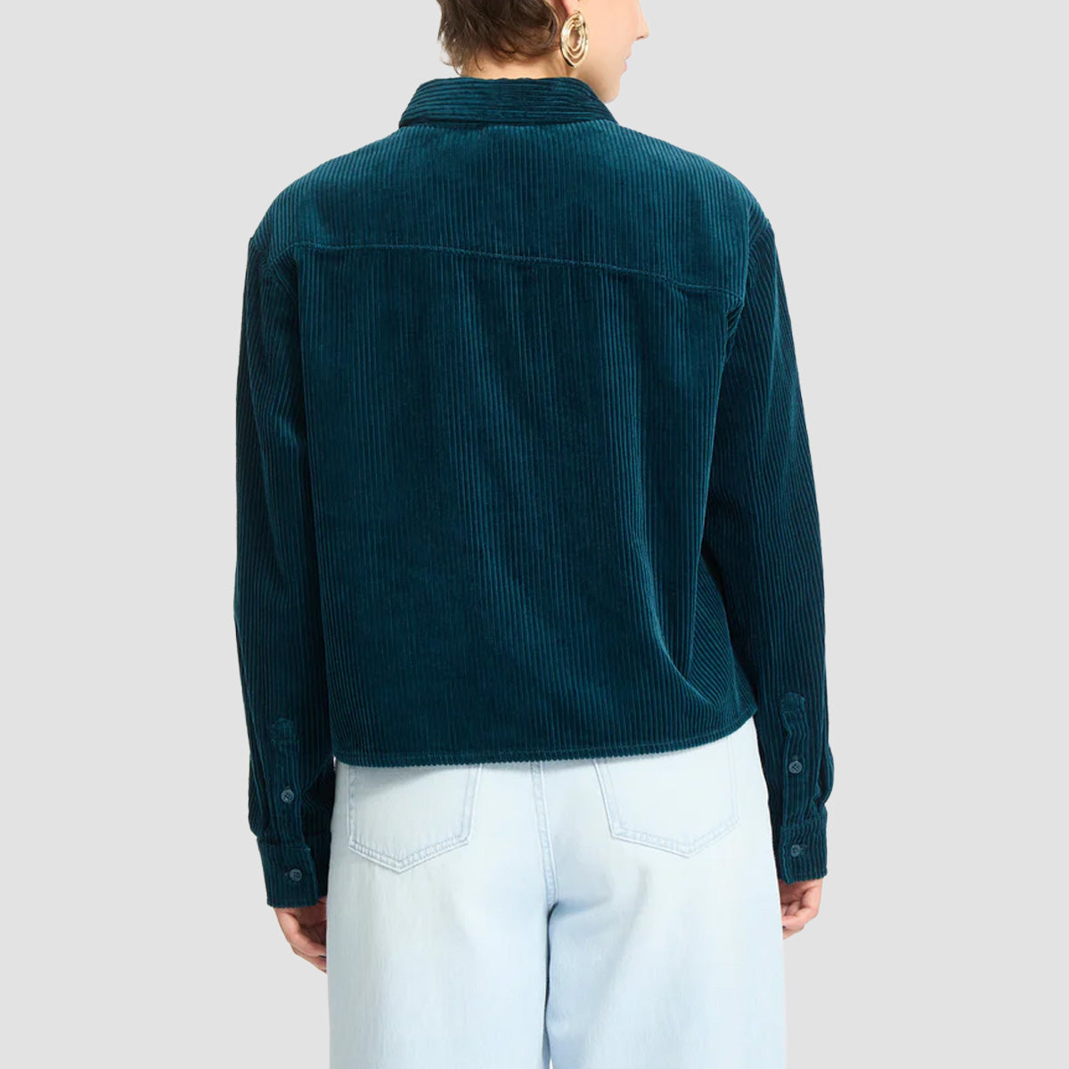 Volcom Weellow Longsleeve Cord Shirt Emerald Green - Womens