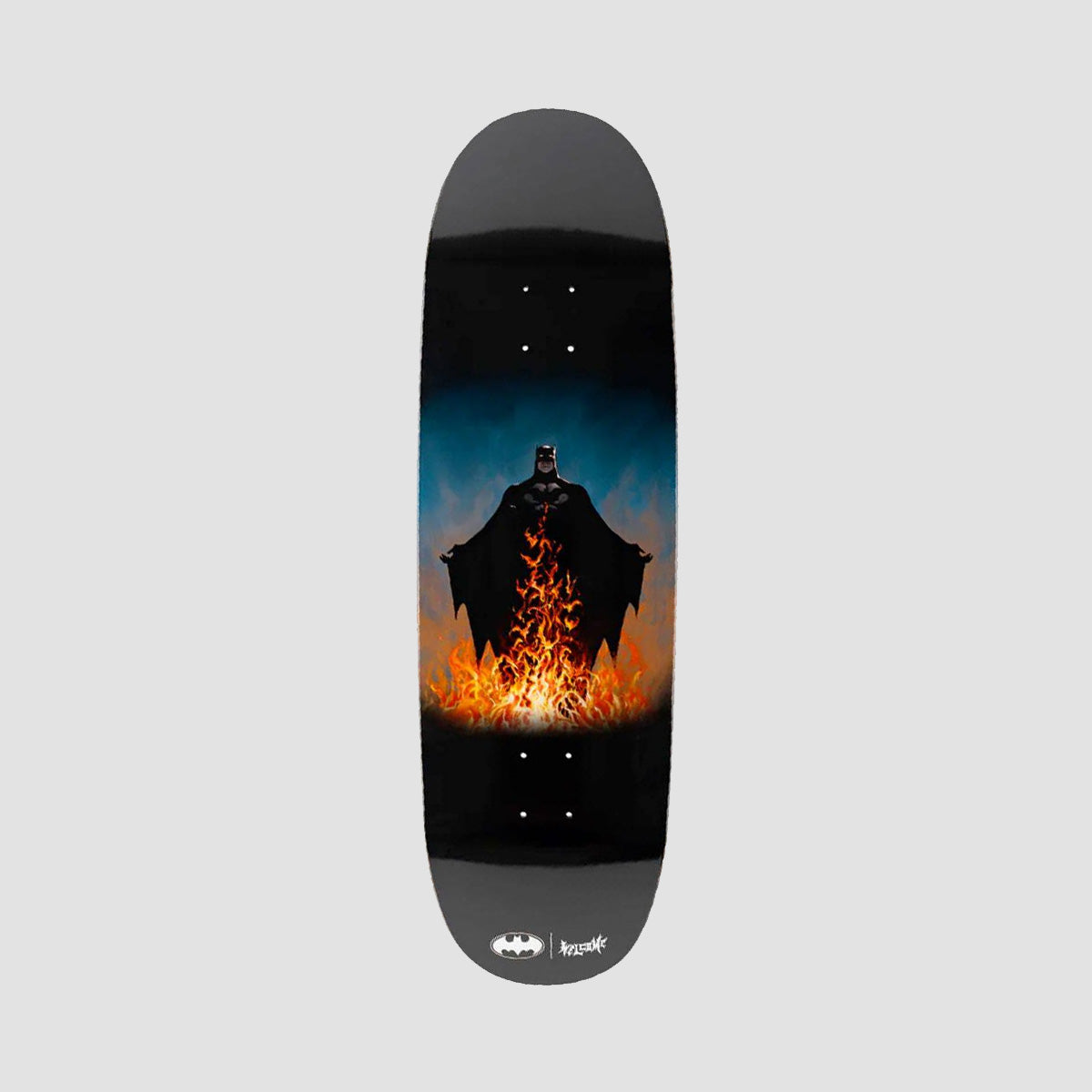 Welcome X BATMAN Bat Flames on Boline 2.0 Skateboard Deck Black - 9.5"