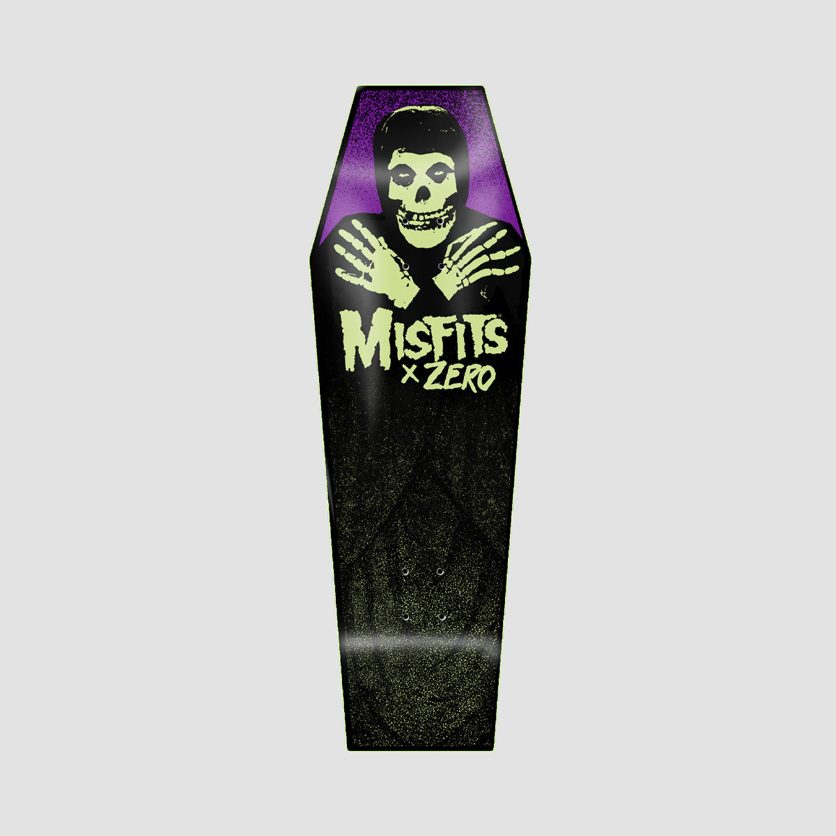 Zero X Misfits Fiend Coffin Mid Skateboard Deck GITD Dip - 9.5"