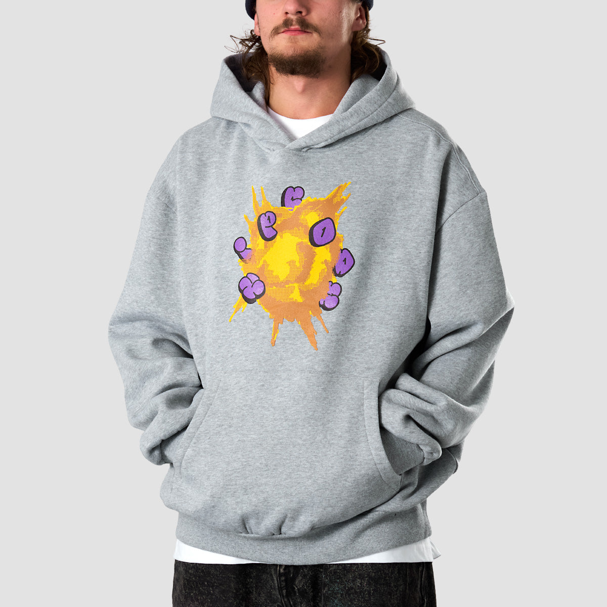 Zipcode Explosion Pullover Hoodie Heather Grey