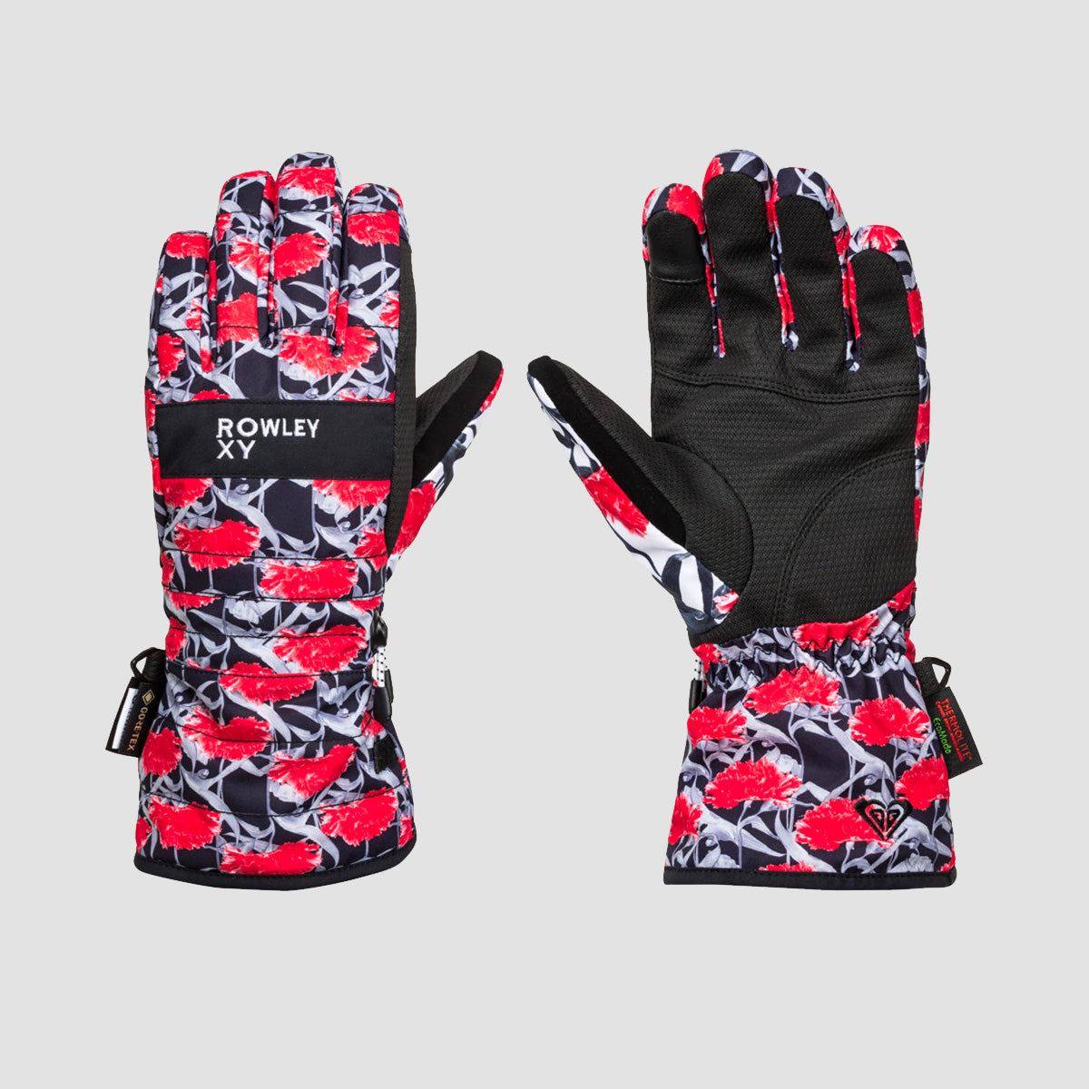 Roxy X Cynthia Rowley Snow Gloves True Black White Red - Womens