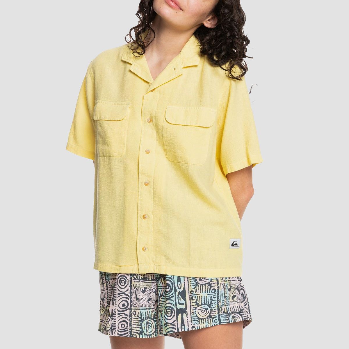 Quiksilver Destination Trip Short Sleeve Shirt Lemon - Womens