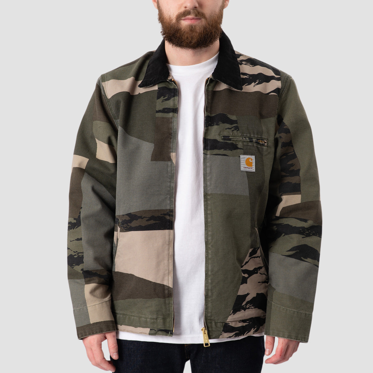 Carhartt WIP Detroit Jacket Camo Mend/Black stone washed