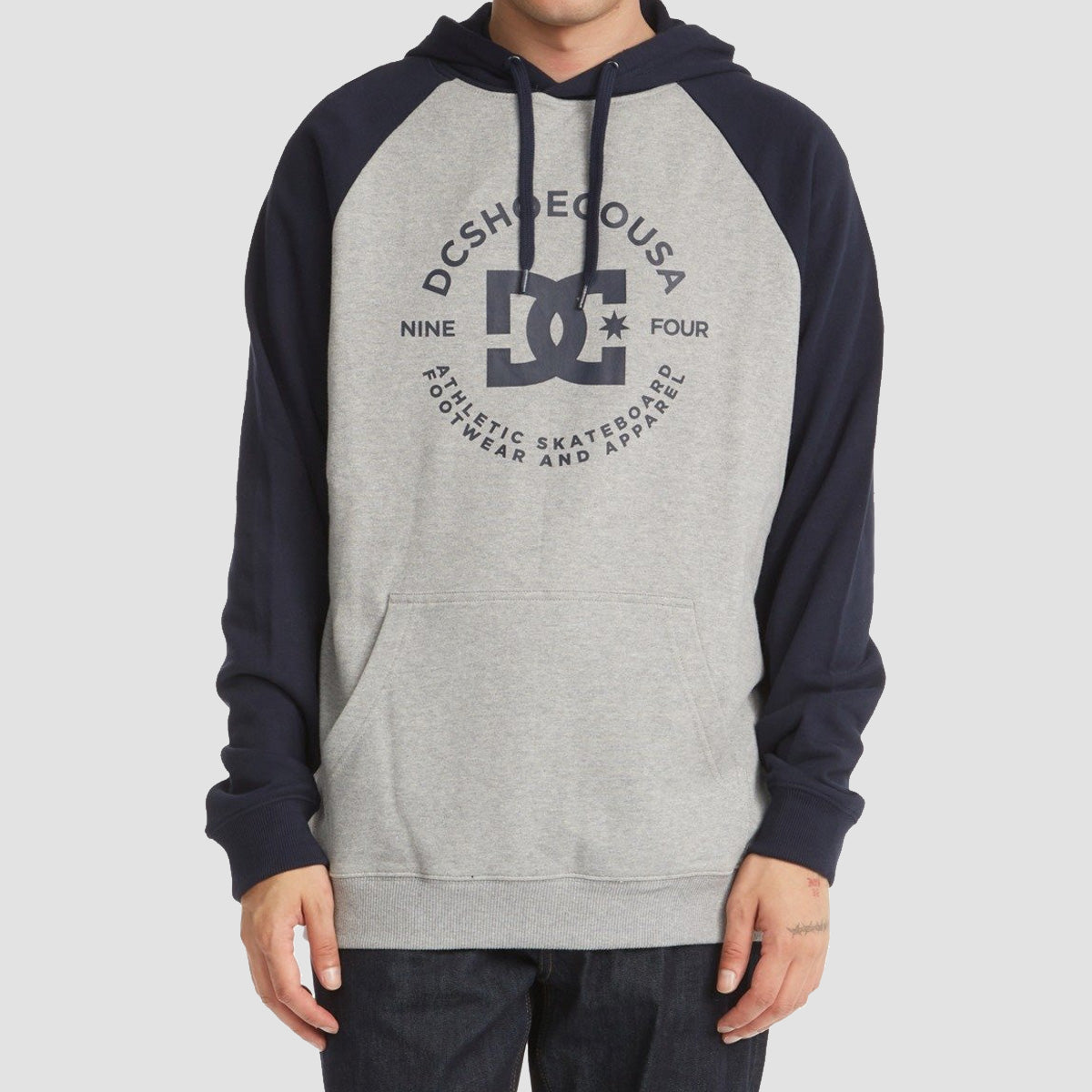 DC Star Pilot Raglan Pullover Hoodie Heather Grey/Navy Blazer