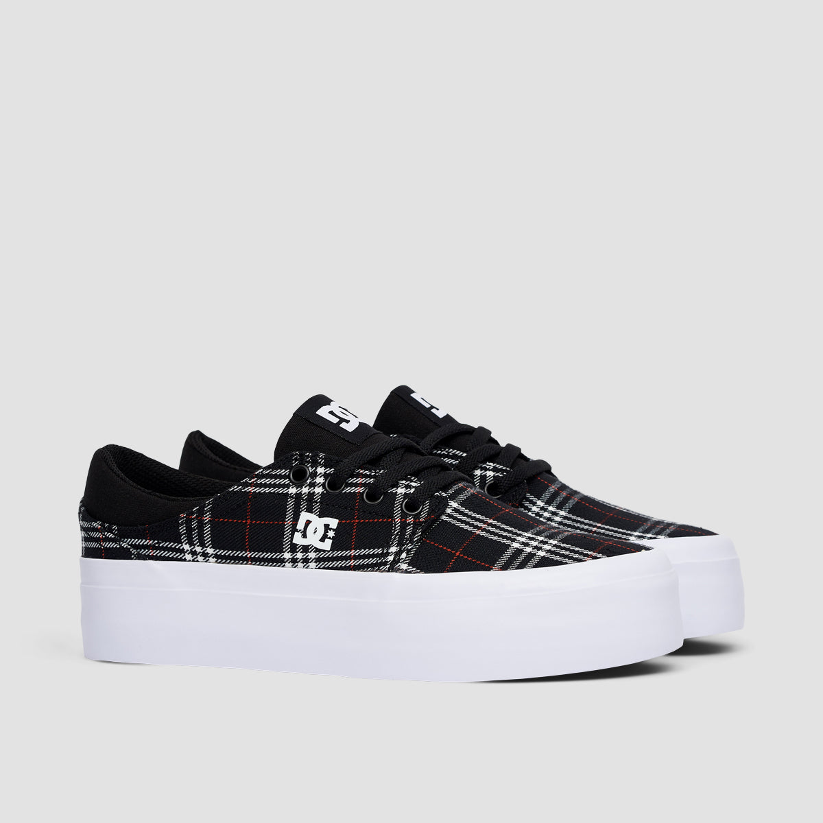 DC Trase Platform Shoes - Black/Plaid - Womens