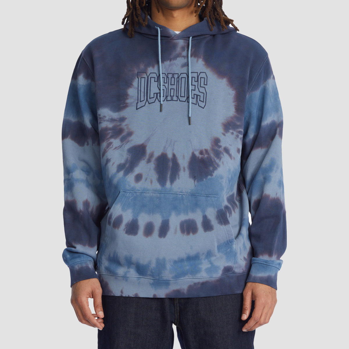 DC Uni Pullover Hoodie Faded Denim Tie Dye