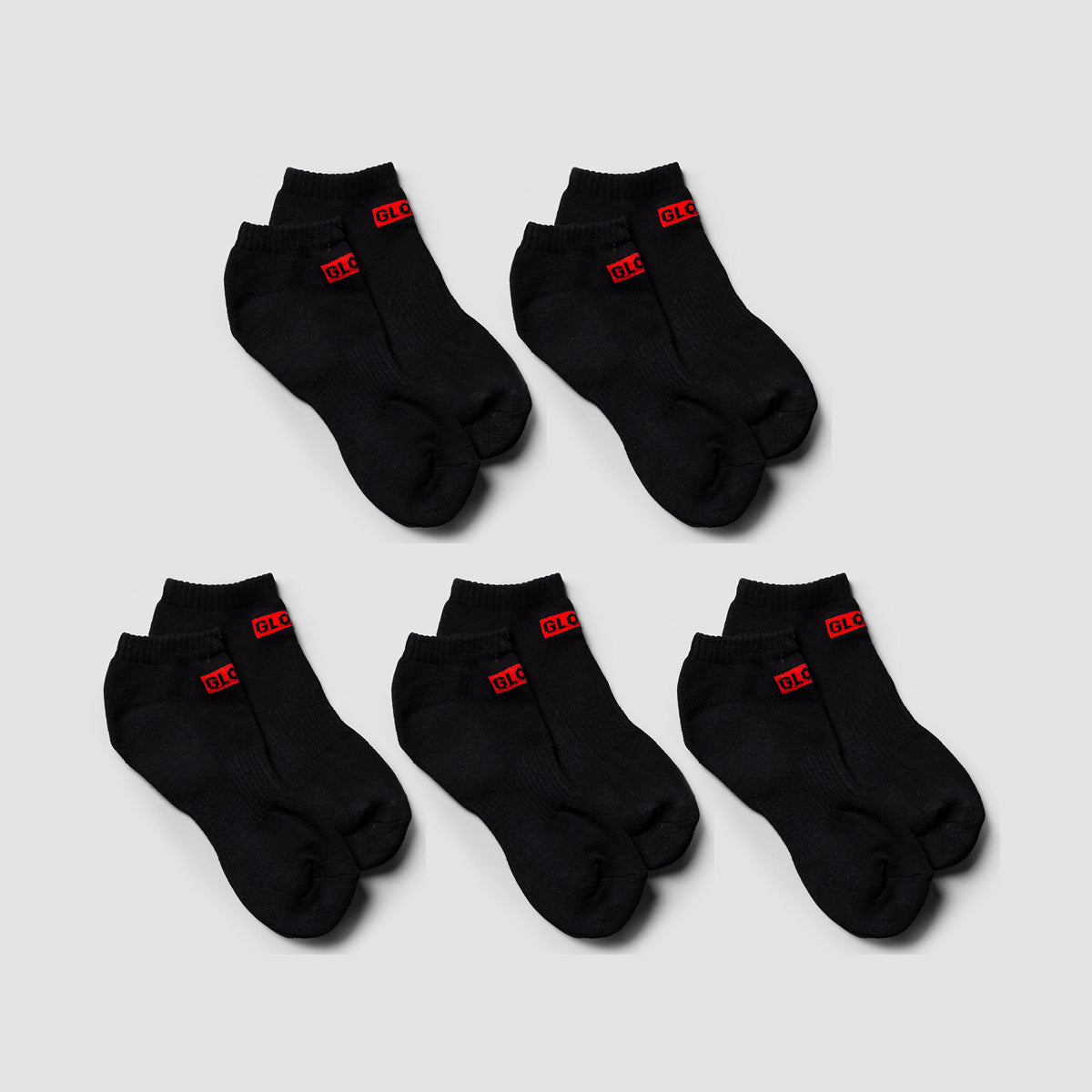Globe Ankle Socks 5 Pack Black - Womens