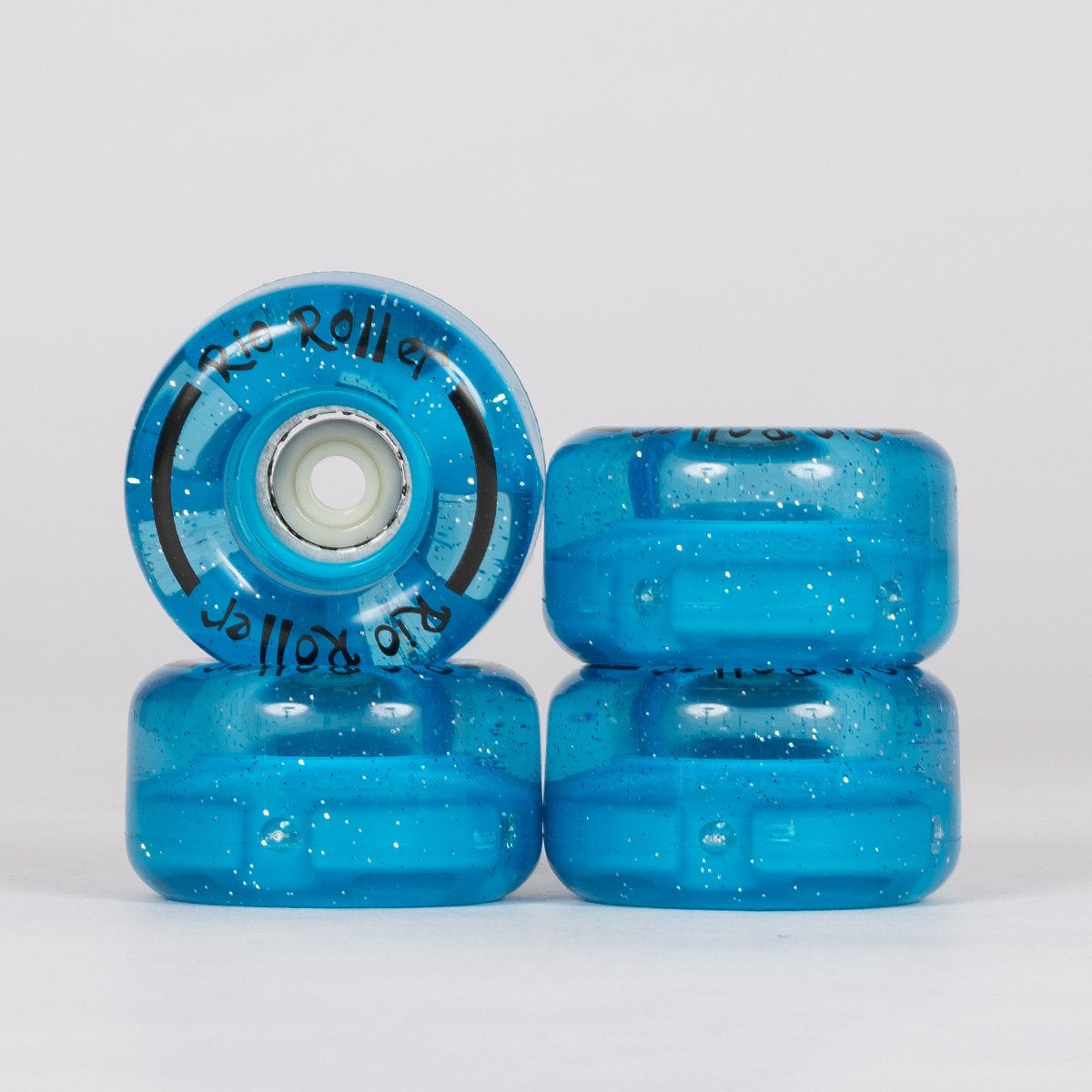 Rio Roller Light Up Wheels x4 Blue Glitter 54mm - Skates