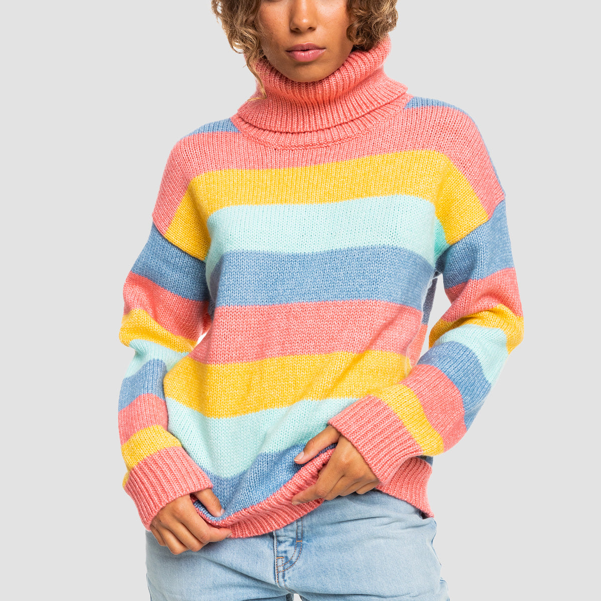 Roxy Dreaming Night Turtle Neck Jumper Tea Rose - Womens