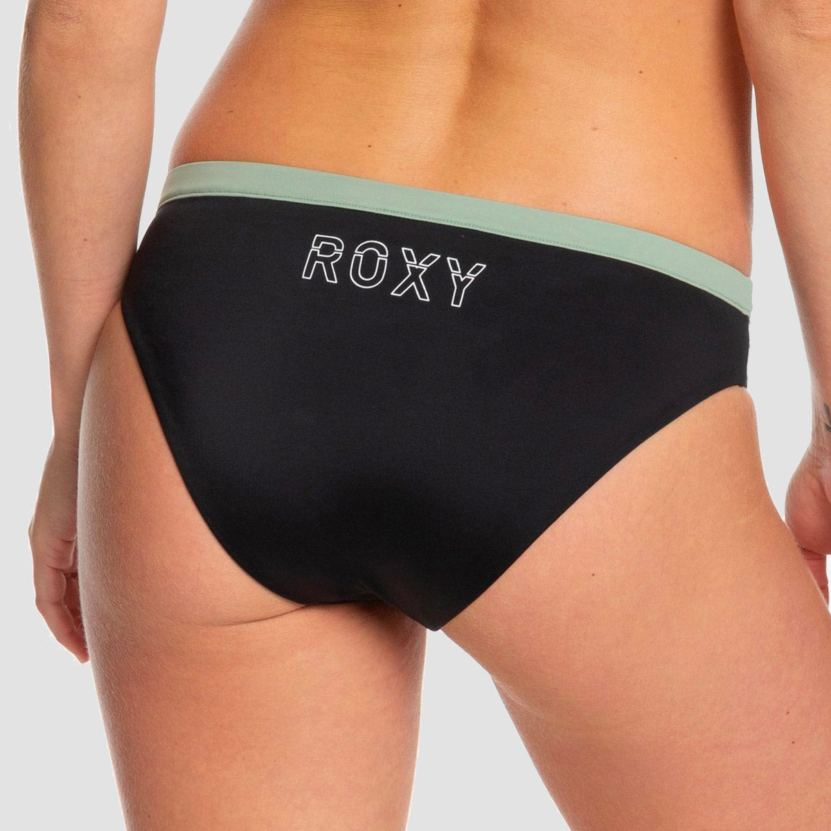 Roxy Roxy Fitness Full Bikini Bottoms True Black Beetle Stripes - Womens