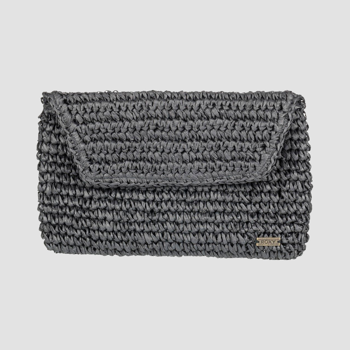 Roxy Timeless Tide Straw Clutch Bag Anthracite - Womens