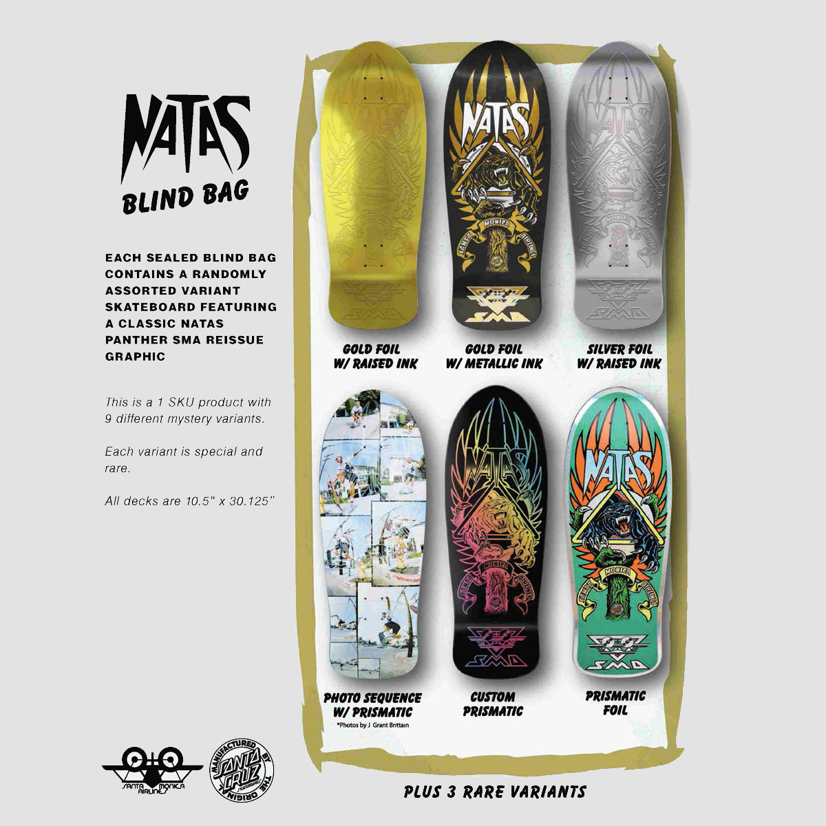 Santa Cruz Natas Blind Bag Reissue Skateboard Deck Assorted - 10.5